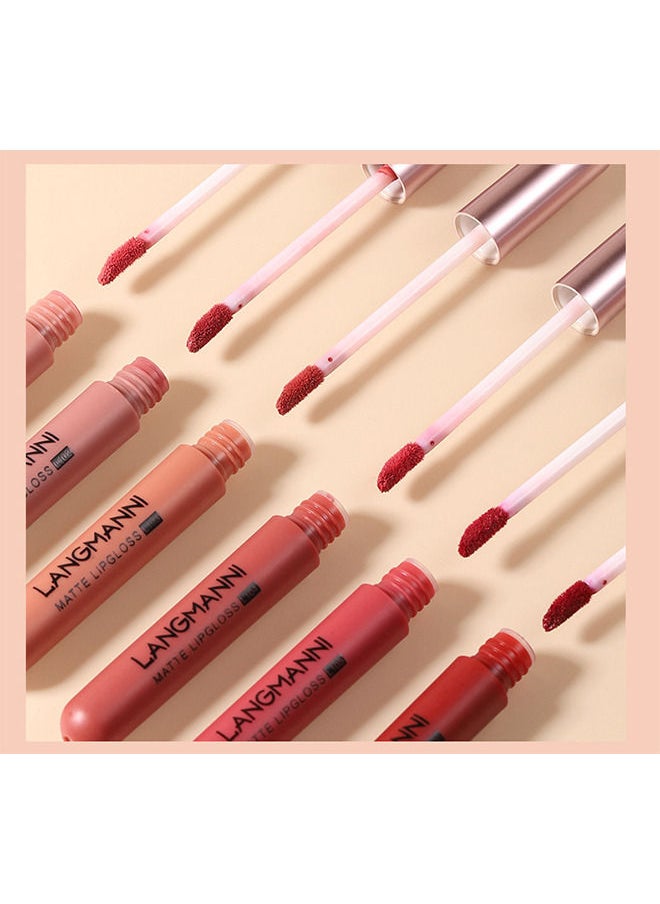 LANGMANNI - 6 Colors Matte Nude Lipstick Set Liquid Lipstick Velvet Lip Gloss Lip Stain Long Lasting Waterproof Nude Pink Lipstick Set for Women Lip Makeup Kits - Image 1