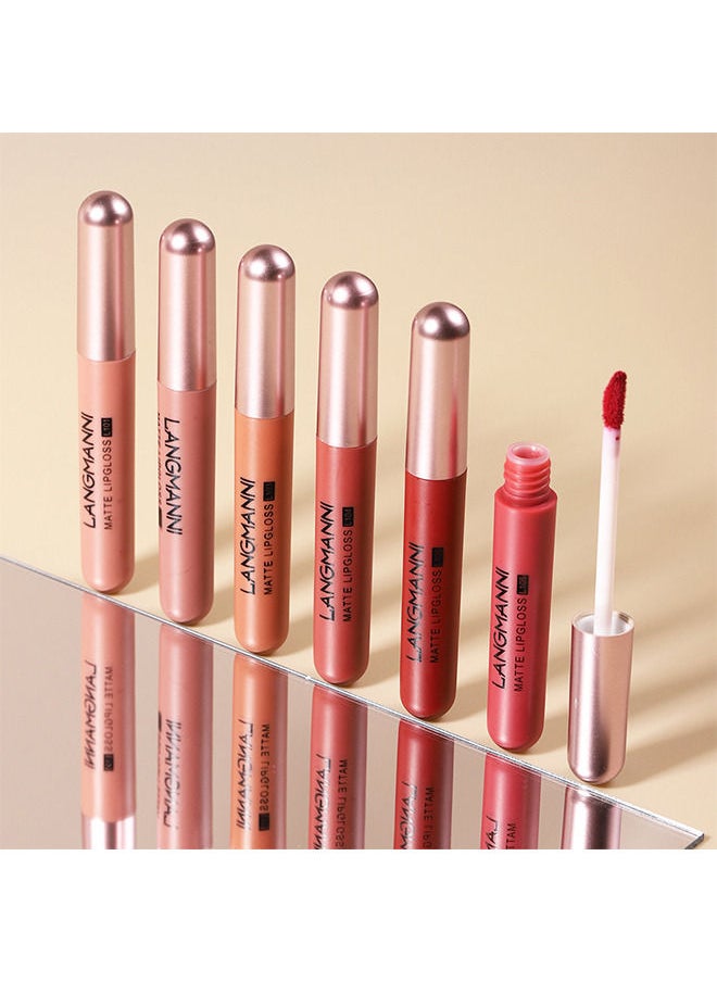 LANGMANNI - 6 Colors Matte Nude Lipstick Set Liquid Lipstick Velvet Lip Gloss Lip Stain Long Lasting Waterproof Nude Pink Lipstick Set for Women Lip Makeup Kits - Image 1
