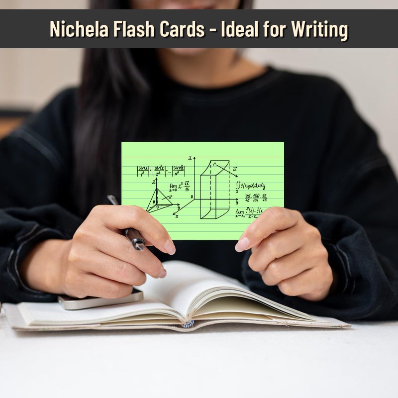 Nichela 300 Count Index Cards 3 x 5 Inch Ruled Green Index Cards, Flash Cards College Ruled for School, College, Office and Home Organization, Durable Study To Do List Note Cards with Ruled Lines - Image 5