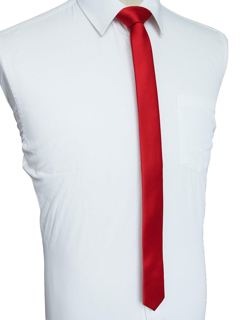 JEMYGINS 1.58" Red Tie Silk Skinny Ties for Men Slim Necktie(4cm) - Image 2
