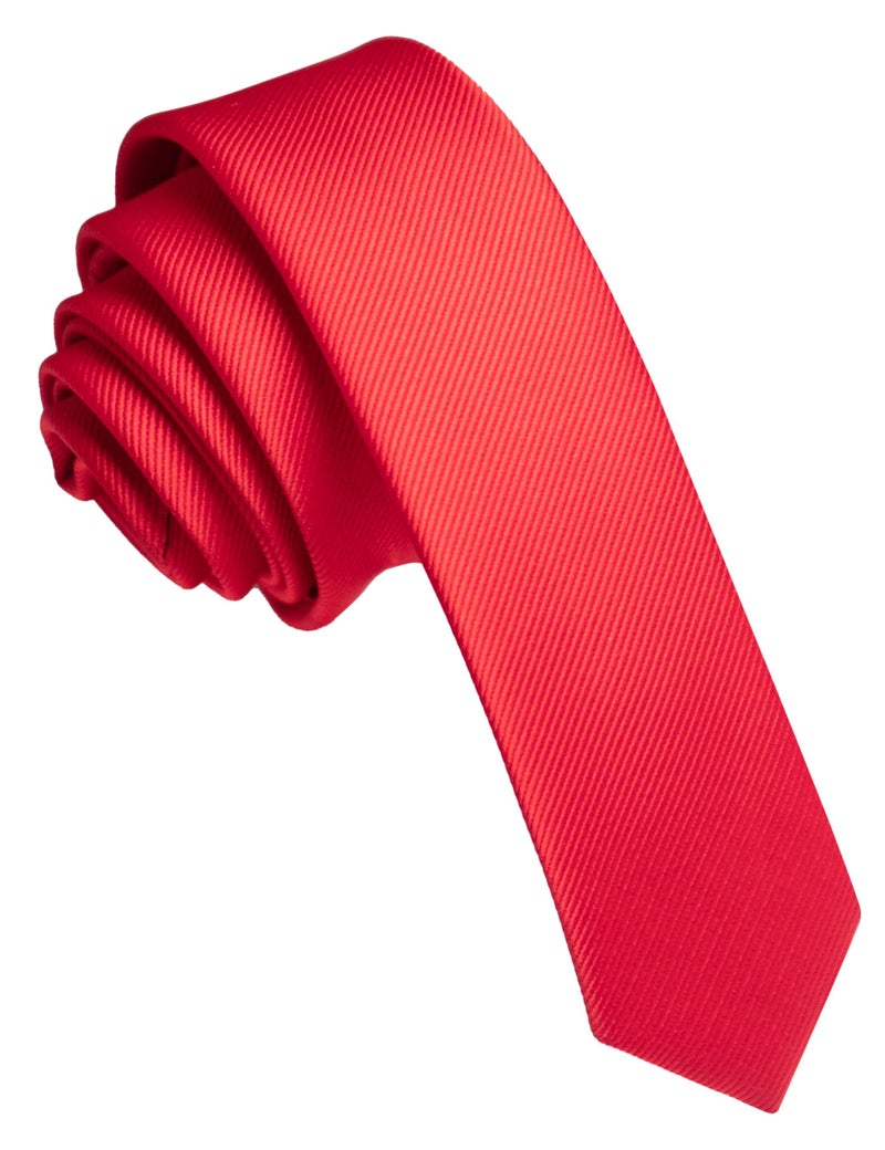 JEMYGINS 1.58" Red Tie Silk Skinny Ties for Men Slim Necktie(4cm) - Image 1