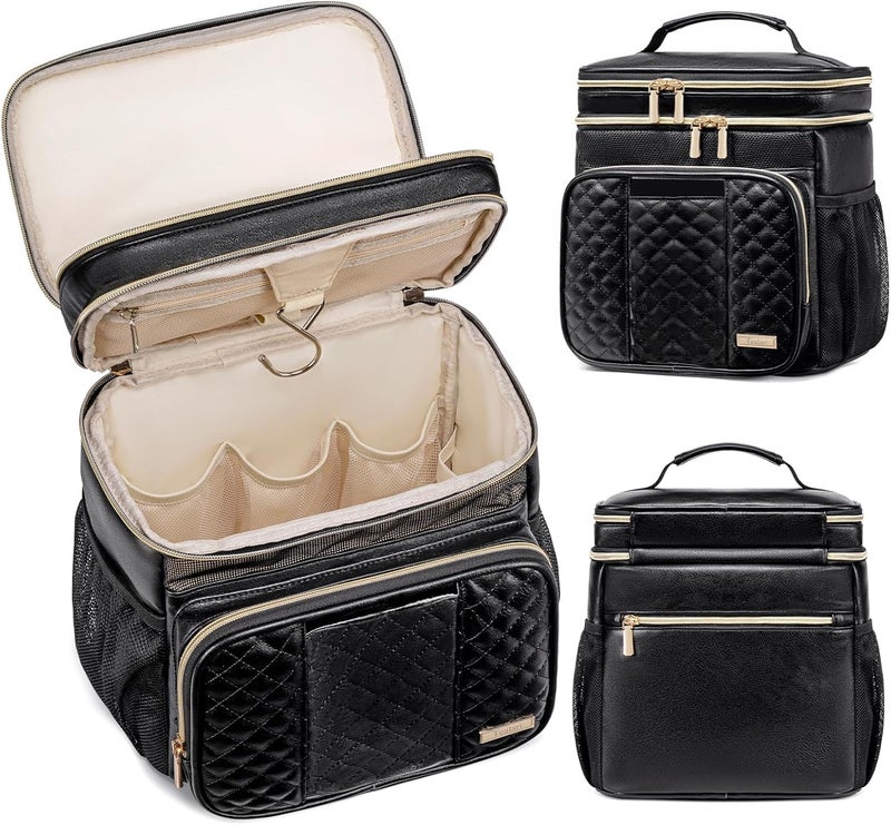 Tealari Large Leather Toiletry Bag for Women Men,Bathroom Bag,Water Resistant Shower Bag,Makeup Bag,Portable Shower Caddy for College Dorm,Hanging Travel Toiletry Bag with Transparent Waterproof Phone Pocket - Image 1