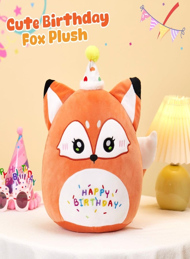 Glow Guards 15'' Happy Birthday Red Fox Plush Pillow,Cute Fox Stuffed Animal,Soft Plush Toy Birthday Party Decoration Gifts for Kids Girls Boys Toddlers - Image 2