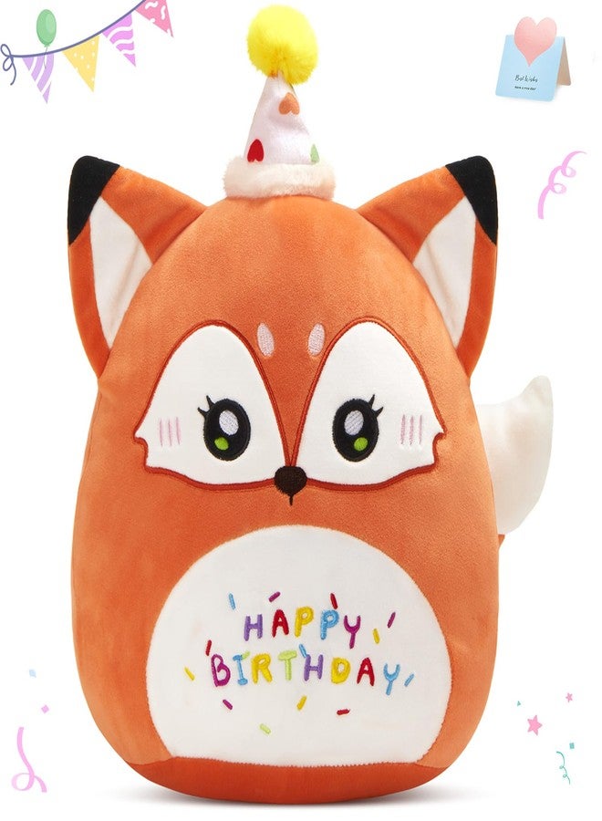 Glow Guards 15'' Happy Birthday Red Fox Plush Pillow,Cute Fox Stuffed Animal,Soft Plush Toy Birthday Party Decoration Gifts for Kids Girls Boys Toddlers - Image 1
