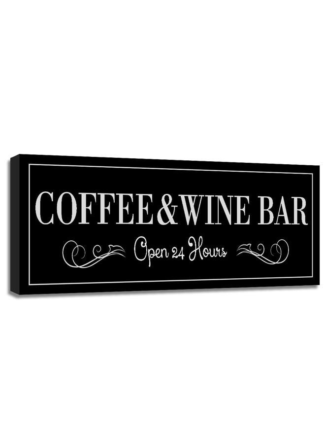 WOWGOOMO Coffee and Wine Bar Signs Decor, Classic Kitchen Wine Cabinet Decorative Signs & Plaques, Black Bar Accessories, 6x17 Inches - Image 1