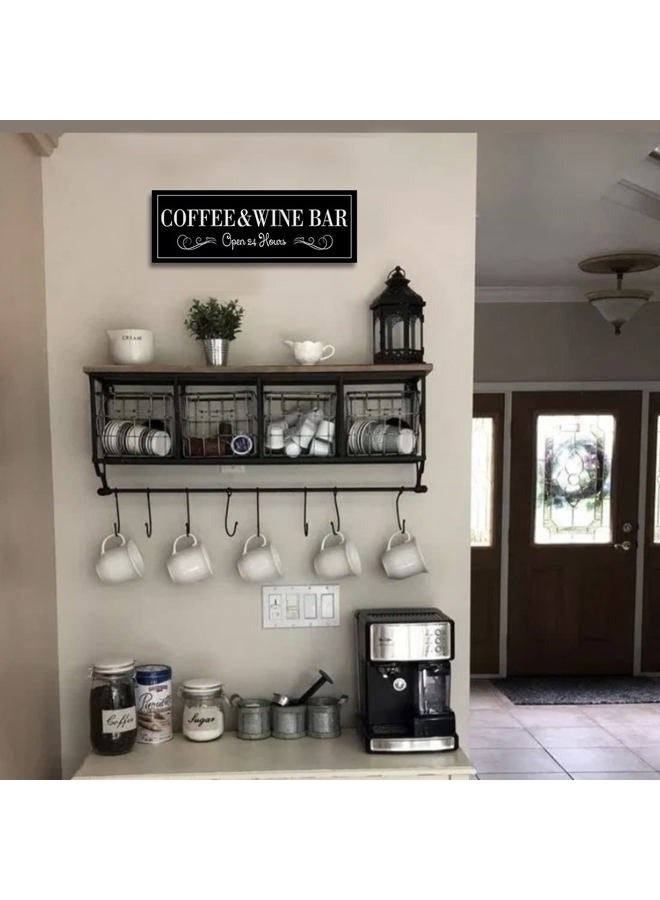 WOWGOOMO Coffee and Wine Bar Signs Decor, Classic Kitchen Wine Cabinet Decorative Signs & Plaques, Black Bar Accessories, 6x17 Inches - Image 5