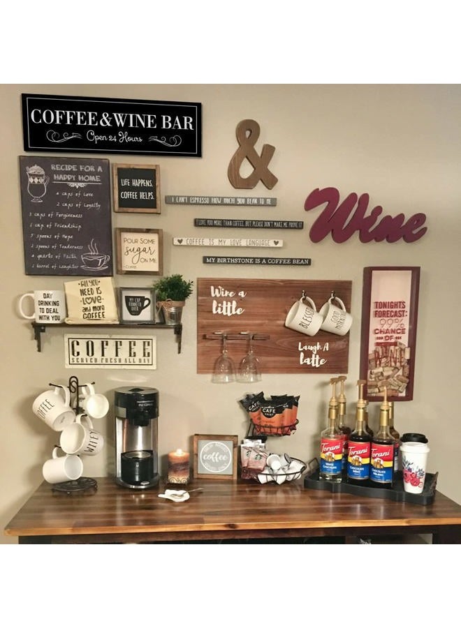 WOWGOOMO Coffee and Wine Bar Signs Decor, Classic Kitchen Wine Cabinet Decorative Signs & Plaques, Black Bar Accessories, 6x17 Inches - Image 4