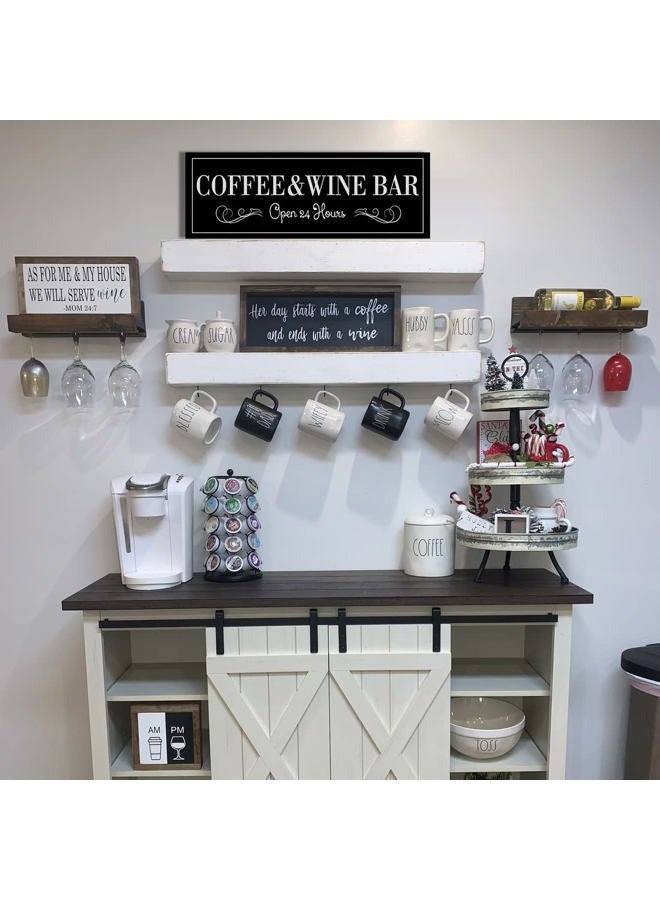 WOWGOOMO Coffee and Wine Bar Signs Decor, Classic Kitchen Wine Cabinet Decorative Signs & Plaques, Black Bar Accessories, 6x17 Inches - Image 3