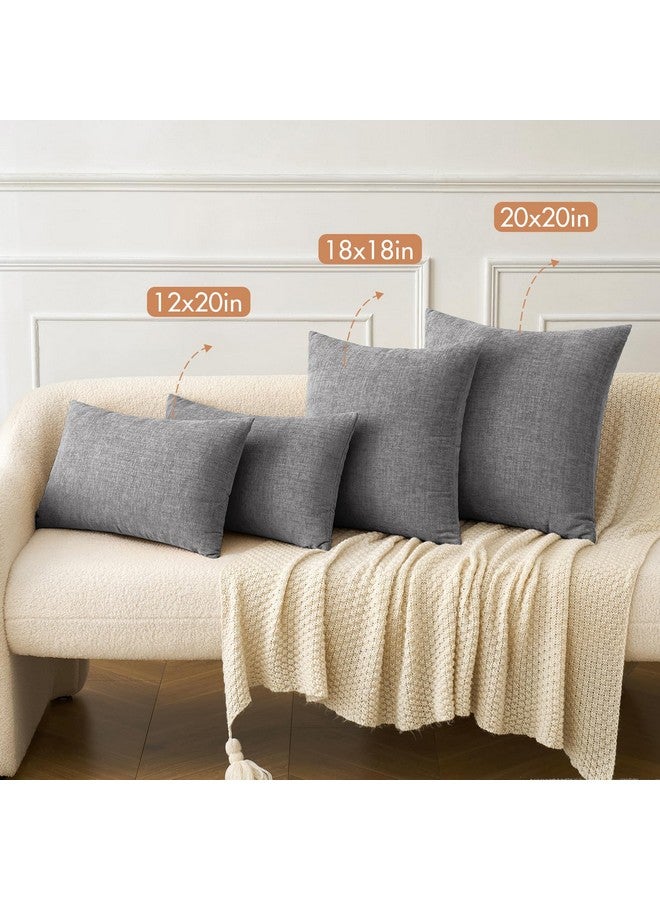 MIULEE Pack of 2 Couch Throw Pillow Covers 18x18 Inch Soft Dark Gray Chenille Pillow Covers for Sofa Living Room Solid Dyed Pillow Cases - Image 4