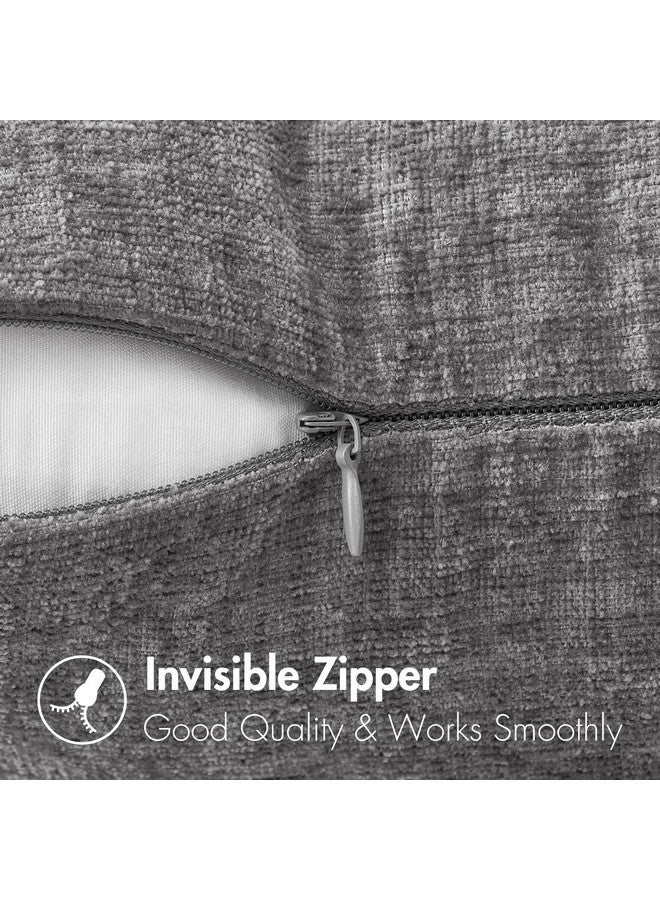 MIULEE Pack of 2 Couch Throw Pillow Covers 18x18 Inch Soft Dark Gray Chenille Pillow Covers for Sofa Living Room Solid Dyed Pillow Cases - Image 3