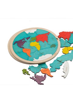 EKOPLAY 7 Continents  5 Oceans of The Earth Wooden Jigsaw Puzzle for Kids  21 Puzzle Pieces  Learning  Educational Toy Gift for Boys  Girls Ages 3 Years and Above  - Image 3