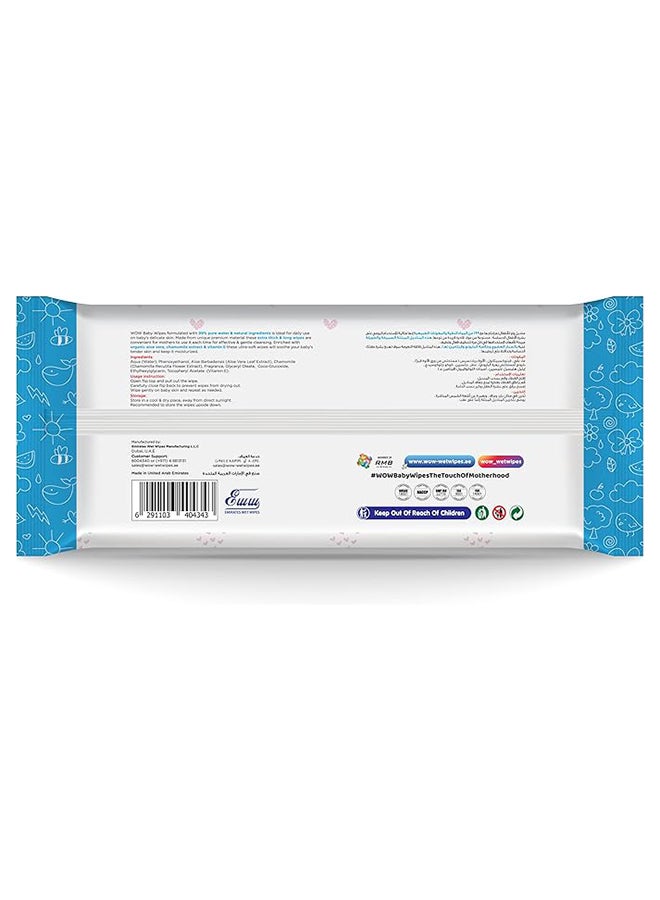 WOW Baby Wipes - Mild Fragrance 99% Water Wipes | Extra Thick Long Wipes with Organic Aloe Vera, Chamomile Extract and Vitamin E, Gentle on sensitive skin|64's (2 + 1) value pack, 192 Wipes - Image 5