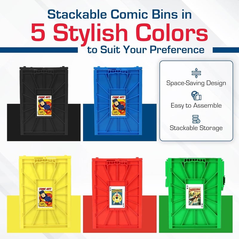 BCW Comic Bin, Black - Holds 150 Comics, Acid Free Storage and Organizer, Heavy Duty Plastic, Stackable, Includes Partition - Image 5