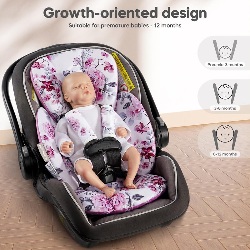 mamatepe Infant Car Seat Insert for NewbornPreemie Newborn Infant Insert Newborn Car Seat Insert Head Body Support for Stroller Baby Swing Rocker Bouncer Bassinet 2in1 Reversible - Image 5