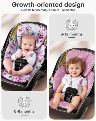 mamatepe Infant Car Seat Insert for NewbornPreemie Newborn Infant Insert Newborn Car Seat Insert Head Body Support for Stroller Baby Swing Rocker Bouncer Bassinet 2in1 Reversible - Image 3