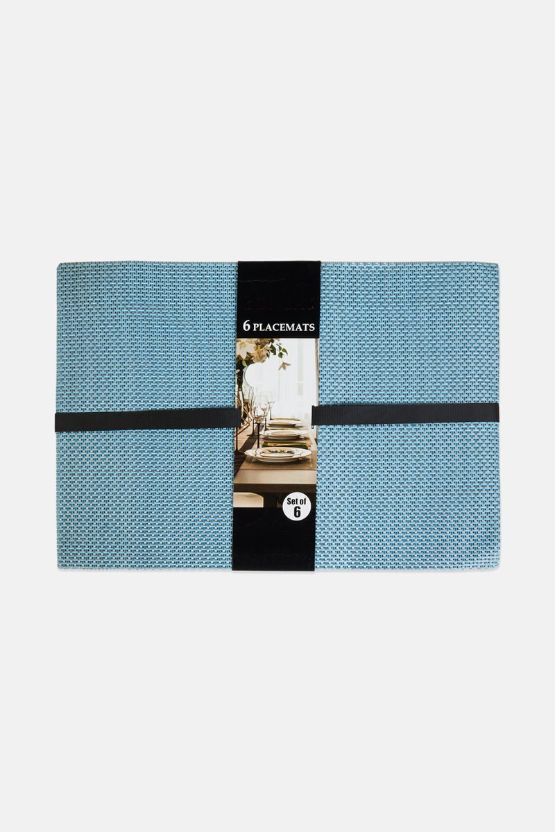 Bombay 6 Pcs Texteline Placemats, Blue - Image 1
