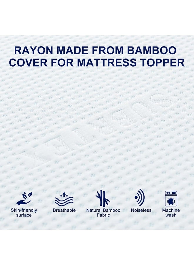 subrtex Inch Inch Bedding Topper Cover Removable Cool Mattress Protectors Washable with Adjustable Straps Anti-Slipping Meshing Backing Bamboo Fabric with Zipper Queen MTC440 - Image 2
