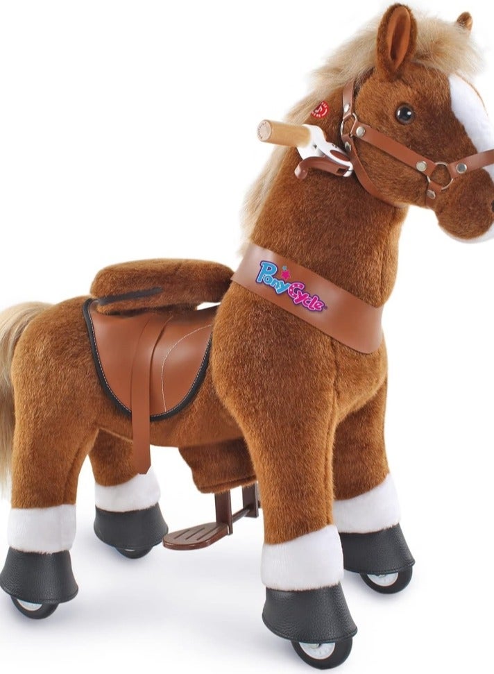 PonyCycle Official Licensed Kids Riding Horse Toy No Battery No Electricity Indoor and Outdoor best Gift for Kids 4 to 8 years-Brown Medium - Image 1