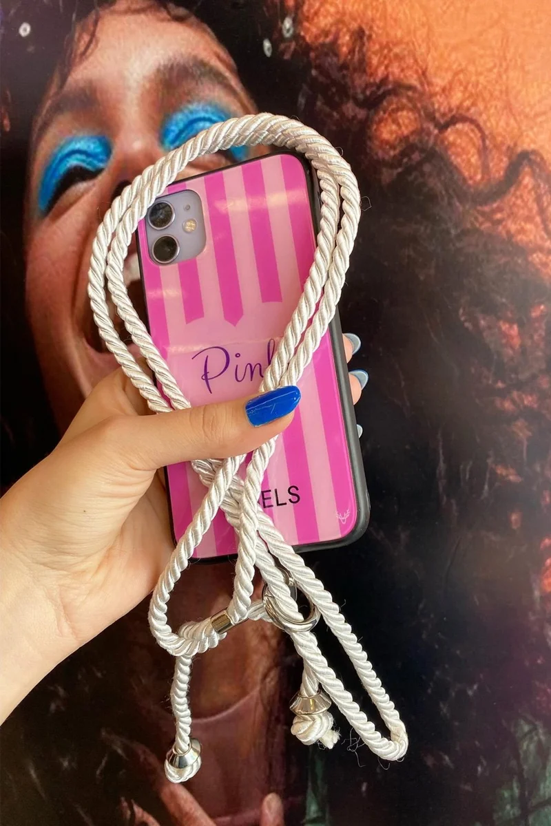 Bahels White Trend Phone Neck Strap Charm Compatible with All Cases