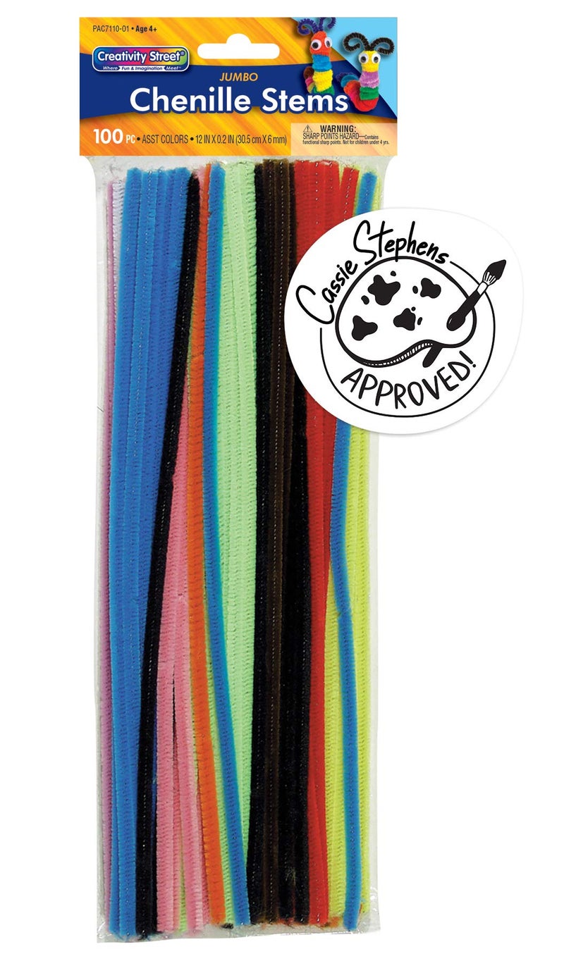 Creativity Street Jumbo Chenille Stem MultiPurpose 14 X 12 Inches Colors may vary Pack of 100