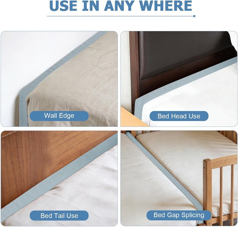 Healeved Bed Gap Filler for Large Mattress Gray Brushed Fabric Bed Wedge Pillow for Headboard Gaps Mattress Space Filler for Dormitory Edge Protection - Image 5