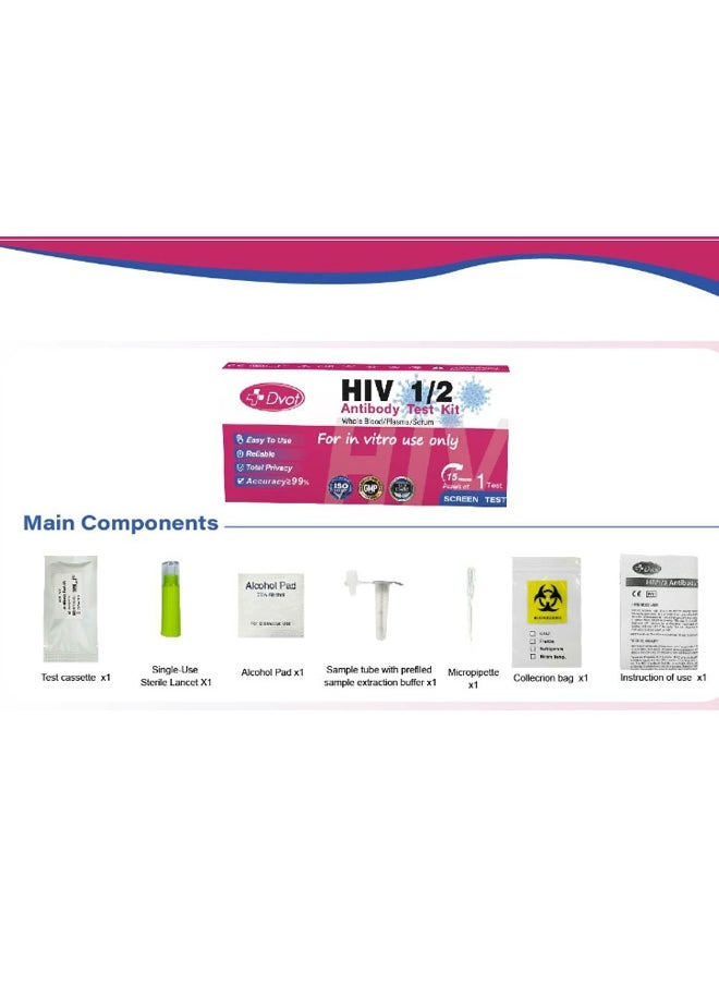 Dvot - HIV Antibody，P24 Antigen Combo Test Kit For Home Use And Clinic Use， Results Are Available In 15 Minutes - Image 1