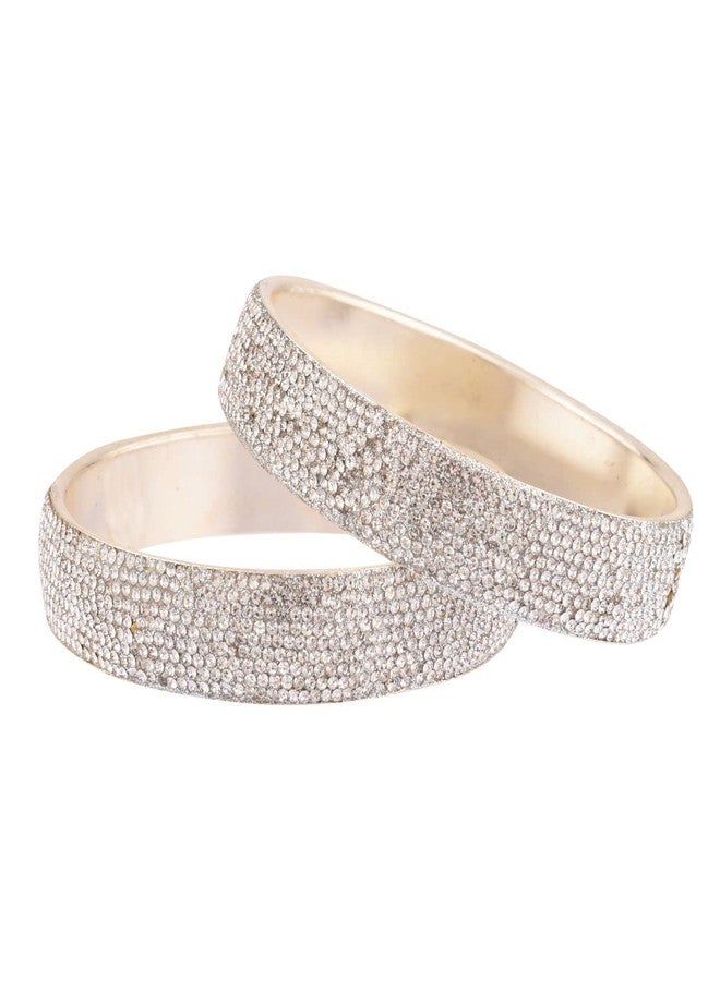 Efulgenz Rakshabandhan Gift Rhinestone Bangle Bracelet CZ Crystal Bridal Wedding Party Bracelet Indian Bangle Set Fashion Jewelry for Women (2 Pcs) Size 2.8 - Image 1