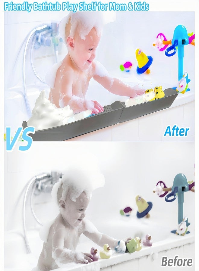 DAECHAO Bathtub Splash Guard - Silicone Bath Splash Guard Shelf - Bath Toy Storage for Kids - Silicone Splash Guard with 4 Suction Cups, No Mess Water Spill in Bathroom - Image 3