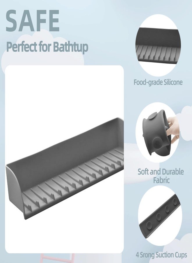 DAECHAO Bathtub Splash Guard - Silicone Bath Splash Guard Shelf - Bath Toy Storage for Kids - Silicone Splash Guard with 4 Suction Cups, No Mess Water Spill in Bathroom - Image 4