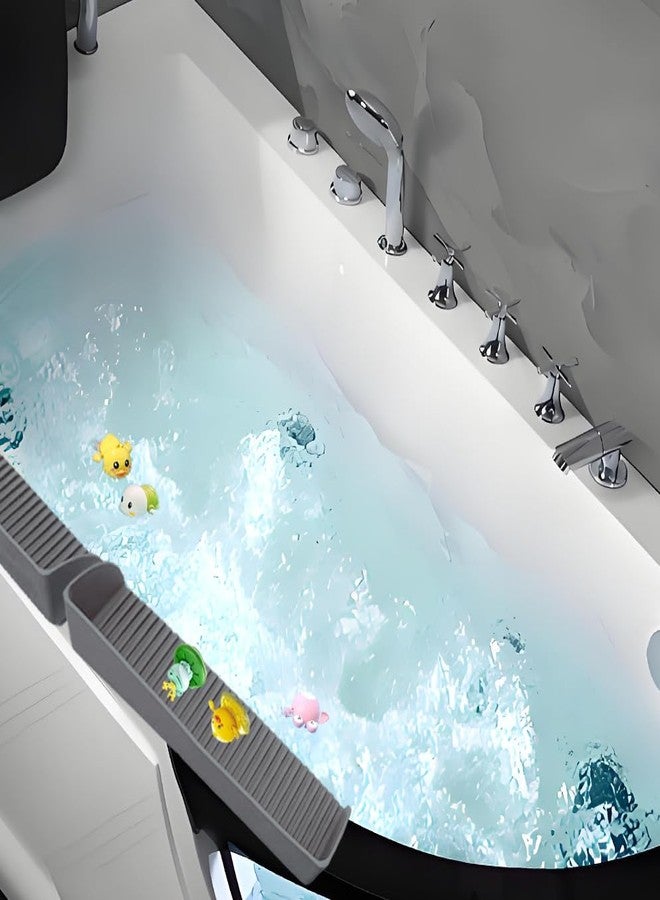 DAECHAO Bathtub Splash Guard - Silicone Bath Splash Guard Shelf - Bath Toy Storage for Kids - Silicone Splash Guard with 4 Suction Cups, No Mess Water Spill in Bathroom - Image 5