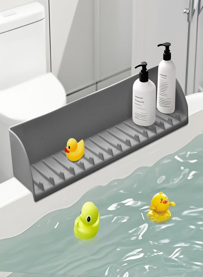 DAECHAO Bathtub Splash Guard - Silicone Bath Splash Guard Shelf - Bath Toy Storage for Kids - Silicone Splash Guard with 4 Suction Cups, No Mess Water Spill in Bathroom - Image 1
