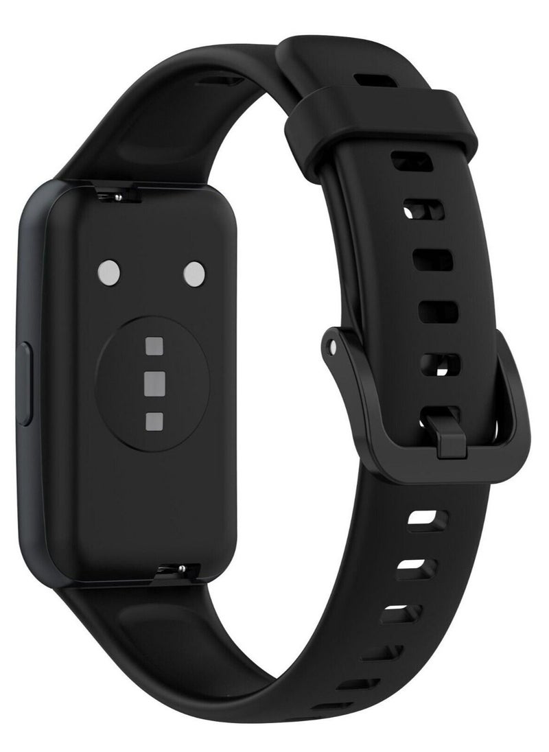TWEGGON - Huawei Band 7 Strap Soft Silicone Replacement Strap Compatible with Huawei Band 7 Black - Image 1