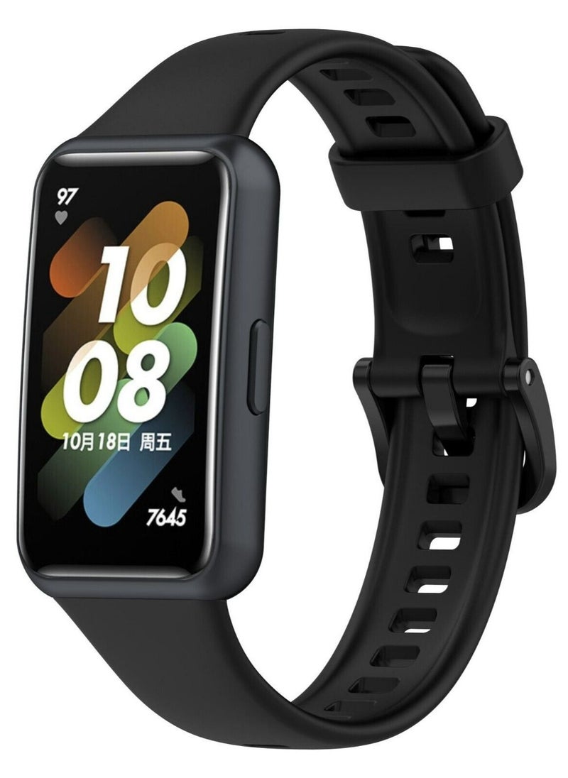 TWEGGON - Huawei Band 7 Strap Soft Silicone Replacement Strap Compatible with Huawei Band 7 Black - Image 1