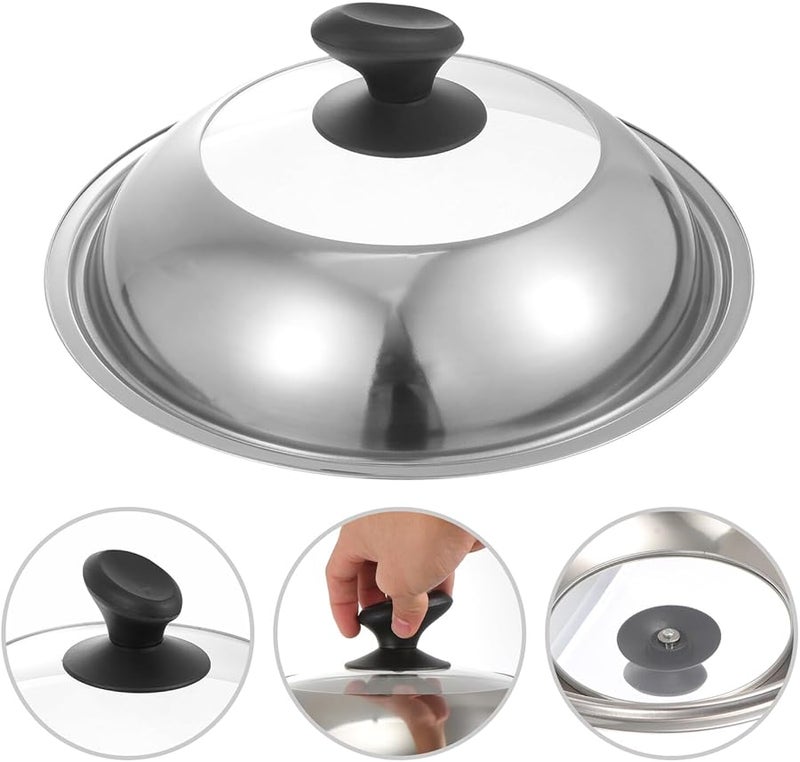 غطاء وعاء سافيجل من الفولاذ المقاوم للصدأ، غطاء تهوية مقاوم للتناثر وسهل التنظيف، أداة مطبخ عملية - Image 3