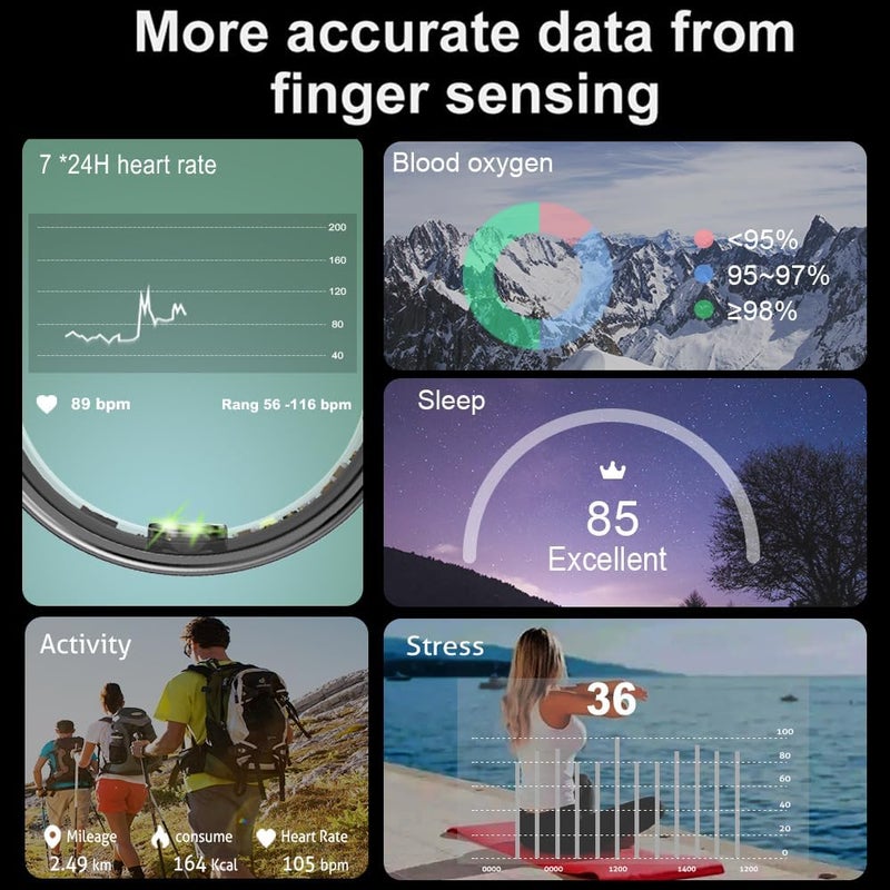 R6 Smart ring, waterproof fitness sleep smart ring for men and women, gift (Gold) - Image 3