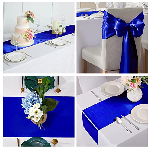 GFCC Royal Blue Table Runner - Pack of 10 Satin 12 x 108 Inches for Wedding Party Events Decoration - Image 5
