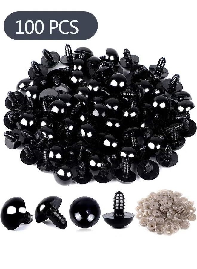 100-Piece Plastic Safety Crochet Doll Eyes with Washers, Crochet Crafts Washer for Doll Plush Animal and Teddy Bear Puppet Craft Making(0.48Inch/12mm) - Image 1