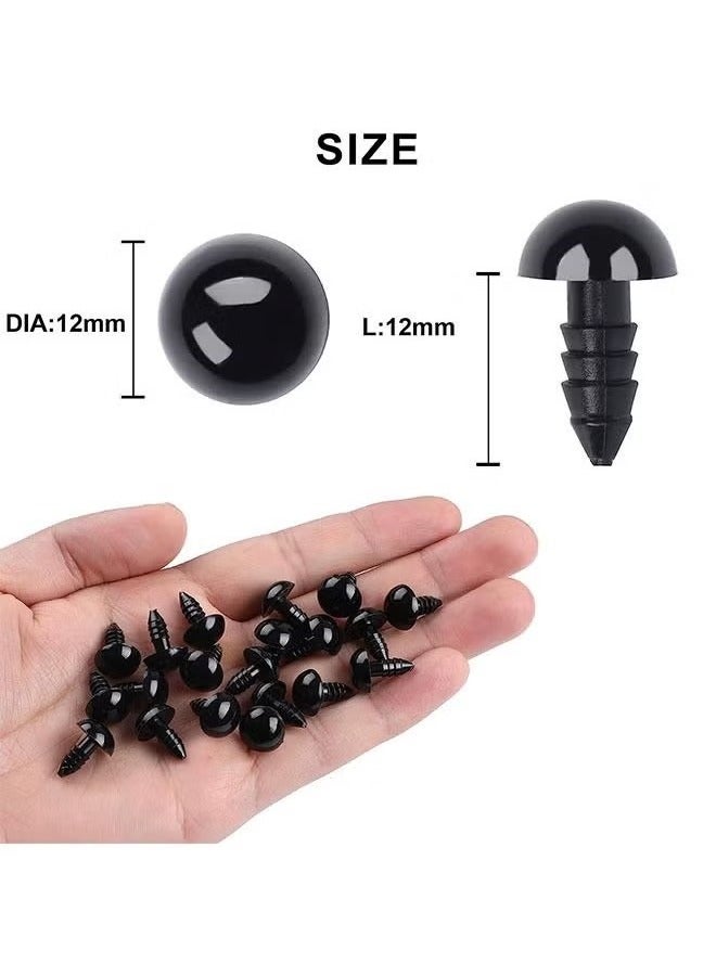 100-Piece Plastic Safety Crochet Doll Eyes with Washers, Crochet Crafts Washer for Doll Plush Animal and Teddy Bear Puppet Craft Making(0.48Inch/12mm) - Image 2