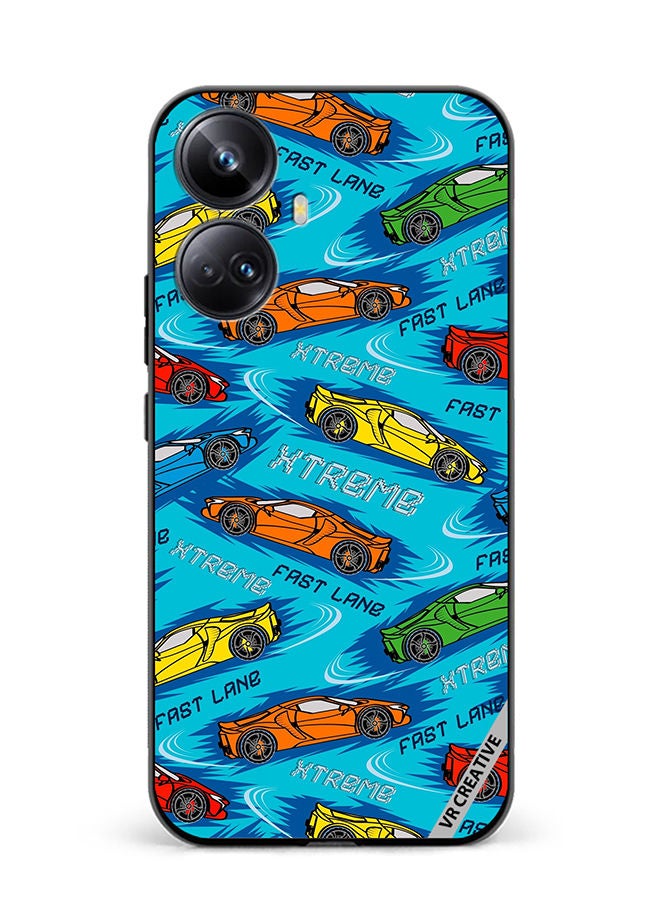VR CREATIVE Protective Case Cover For Realme 10 Pro Plus Abstract Seamless Pattern With Sport Cars Design Multicolour - Image 1
