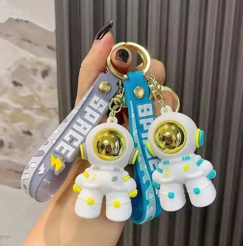 AEROSTARK Cartoon Characters Keychain for Girls Boys, Cute Silicon Keychains Accessories Keyring Key Purse Backpack Car Charms for Kids Gifts (Astro Grey & Blue Combo) - Image 4