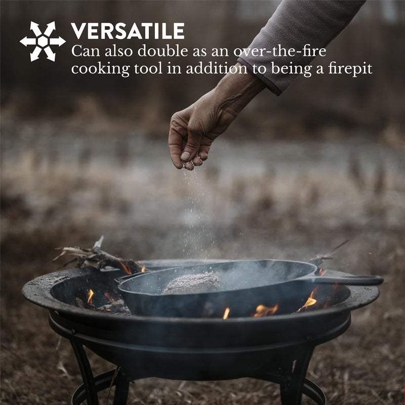 GasOne Gas One Portable Outdoor Wood Burning Fire Pit 21.5” with Handle and Mesh Lid for Bonfire Camping, Backyard, and Patio Entertainment - Image 4