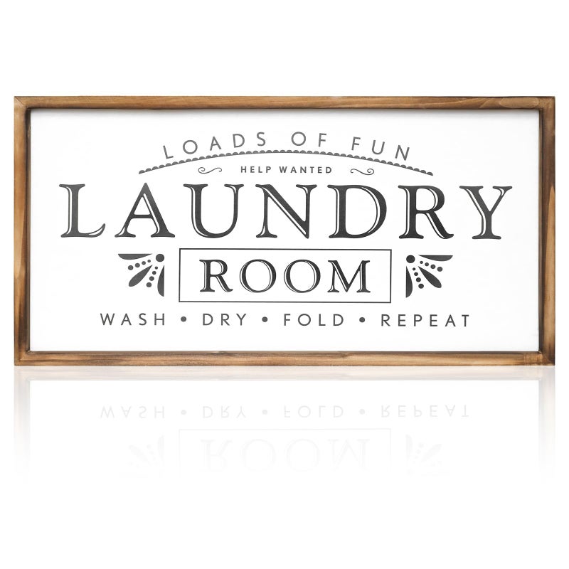 MACVAD Rectangle Laundry Sign for Home Decor Large Farmhouse Laundry Room Sign Wall Decor 24 X 12 Inches
