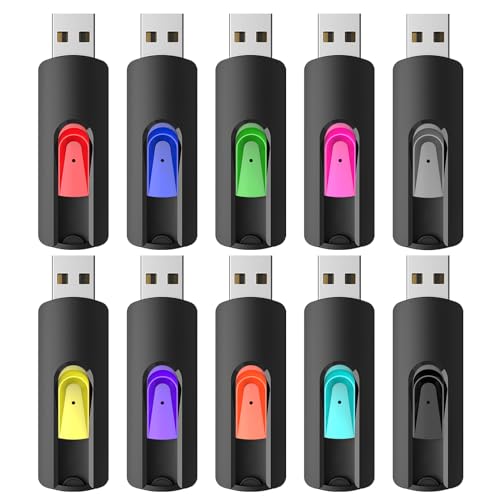 RAOYI 10Pcs 4GB USB Flash Drives Slide Retractable Memory Stick Bulk USB 2.0 Thumb Drive Jump Drive Zip Drive USB Sticks Data Storage Backup for PC Mac (4G, 10 Mixed Color) - Image 1