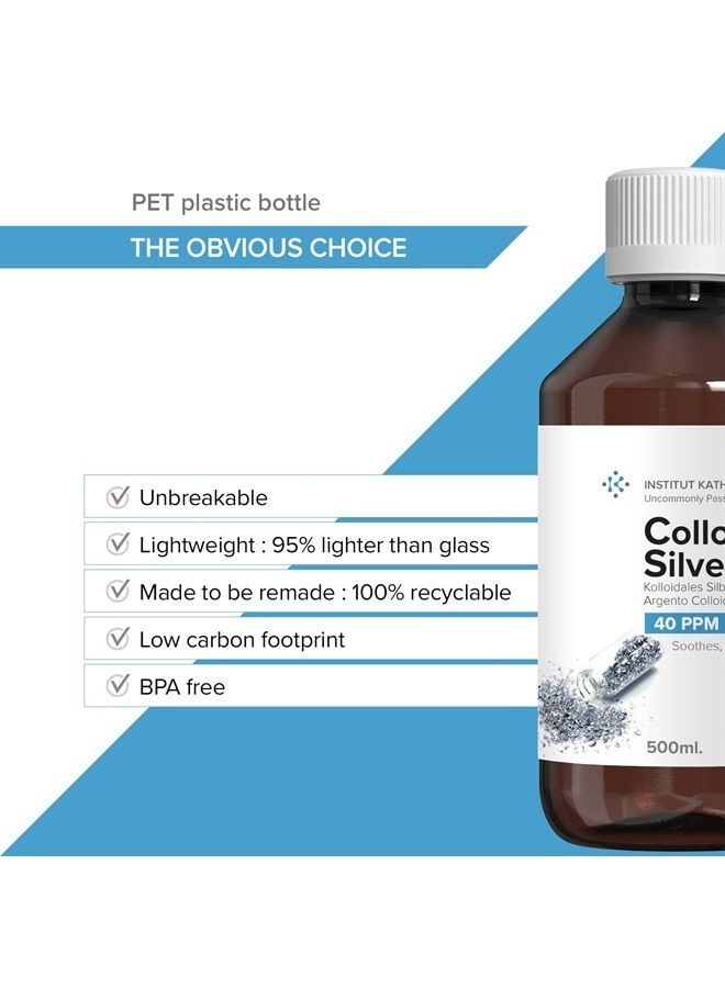 Premium Colloidal Silver 40ppm 34 fl oz ● Optimal Concentration Formula, Smaller Particles, Better Results ● Laboratory Certified ● Liquid Silver Made in EU ● Free Spray Bottle to Fill & Ebook