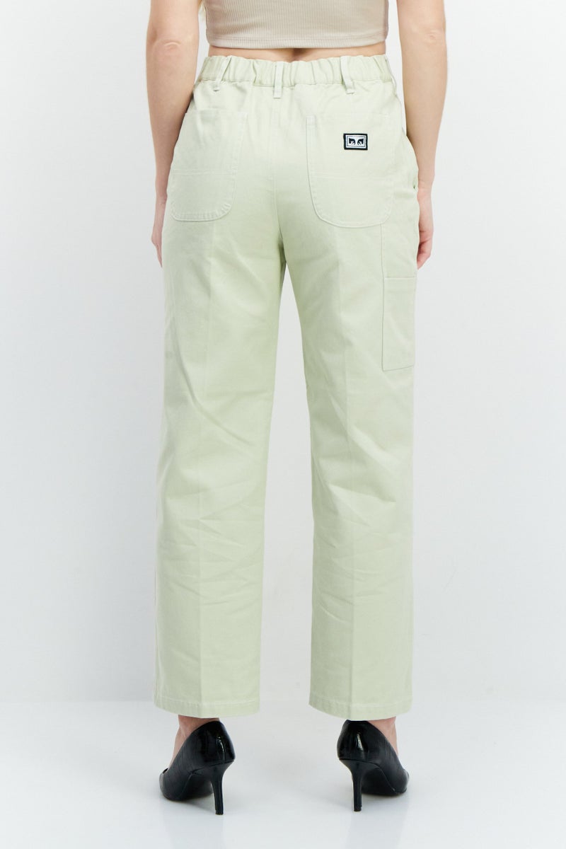 OBEY Women Regular Fit Plain Cargo Pants, Light Green - Image 3