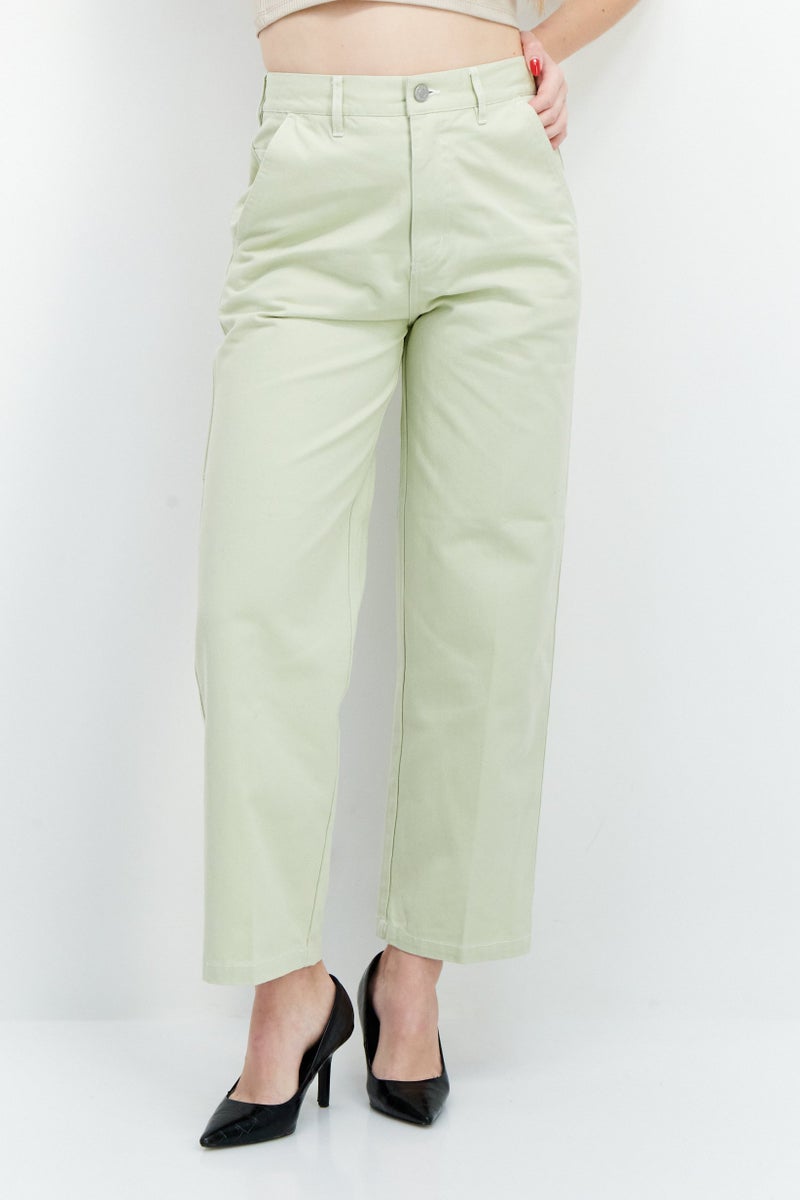 OBEY Women Regular Fit Plain Cargo Pants, Light Green - Image 1