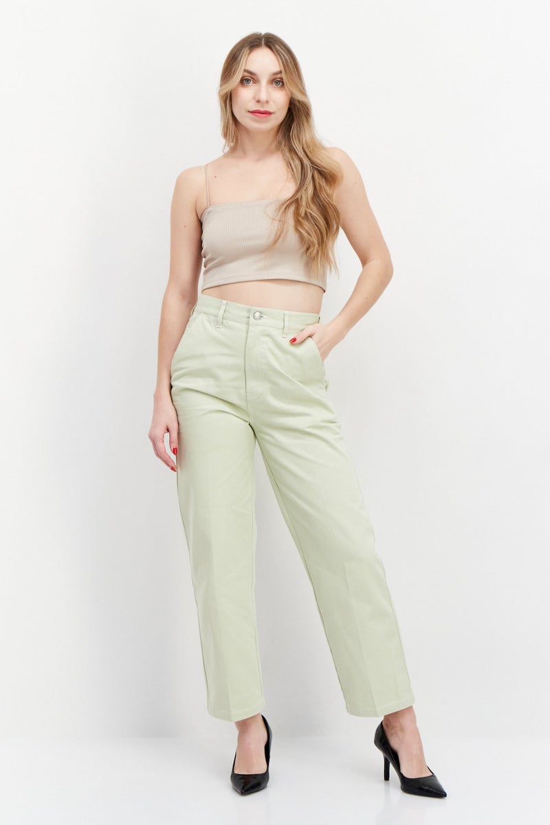 OBEY Women Regular Fit Plain Cargo Pants, Light Green - Image 4