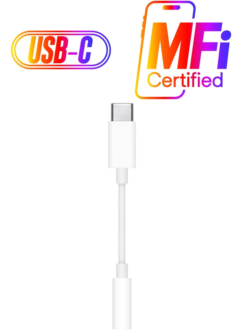 ابل  محول من USB-C إلى مقبس سماعة رأس أبيض - Image 1