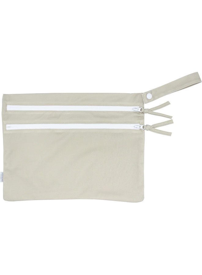 BapronBaby Minimalist Champagne Wet Dry Bag - Waterproof Two Zipper Pockets - Reusable for Mealtime, Diapers, Stroller, Snacks, Swimsuits - Machine Washable - 11" x 9" - Image 1