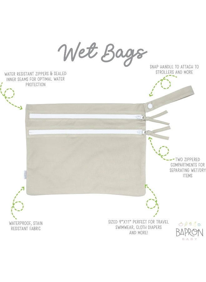 BapronBaby Minimalist Champagne Wet Dry Bag - Waterproof Two Zipper Pockets - Reusable for Mealtime, Diapers, Stroller, Snacks, Swimsuits - Machine Washable - 11" x 9" - Image 2